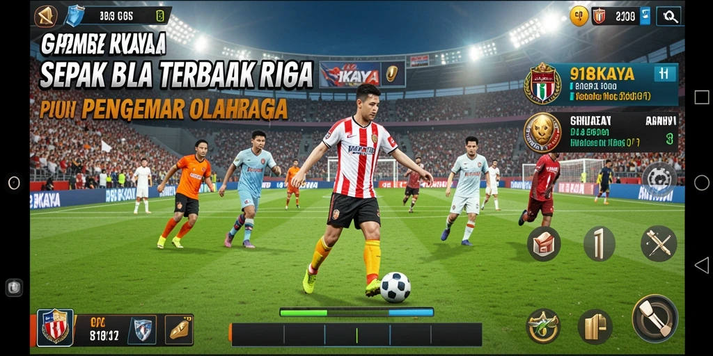 Tampilan gameplay seru dalam 918KAYA dengan aksi sepak bola menarik.
