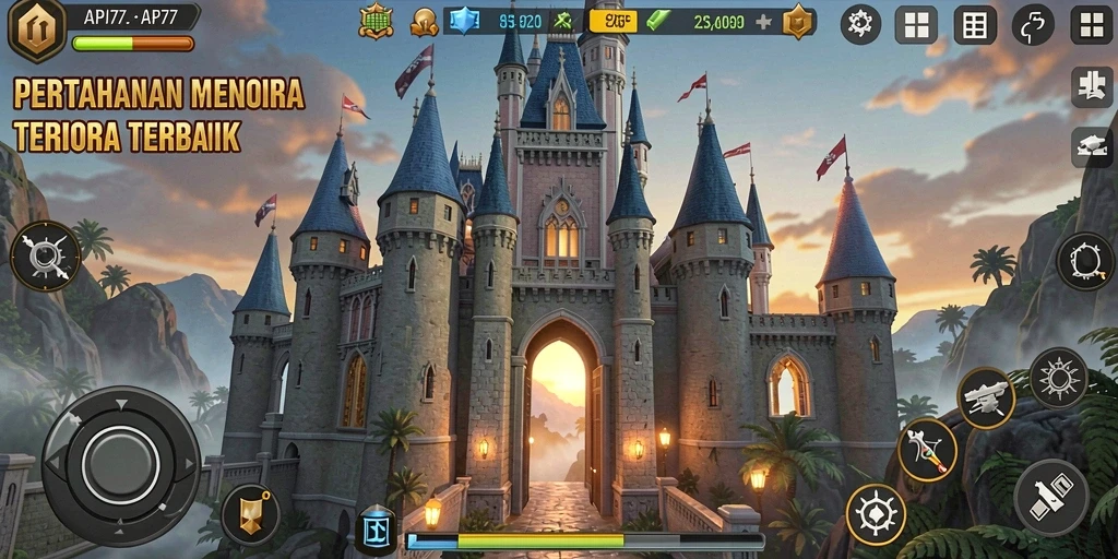 Gameplay mendebarkan dalam API77 dengan berbagai menara strategis.