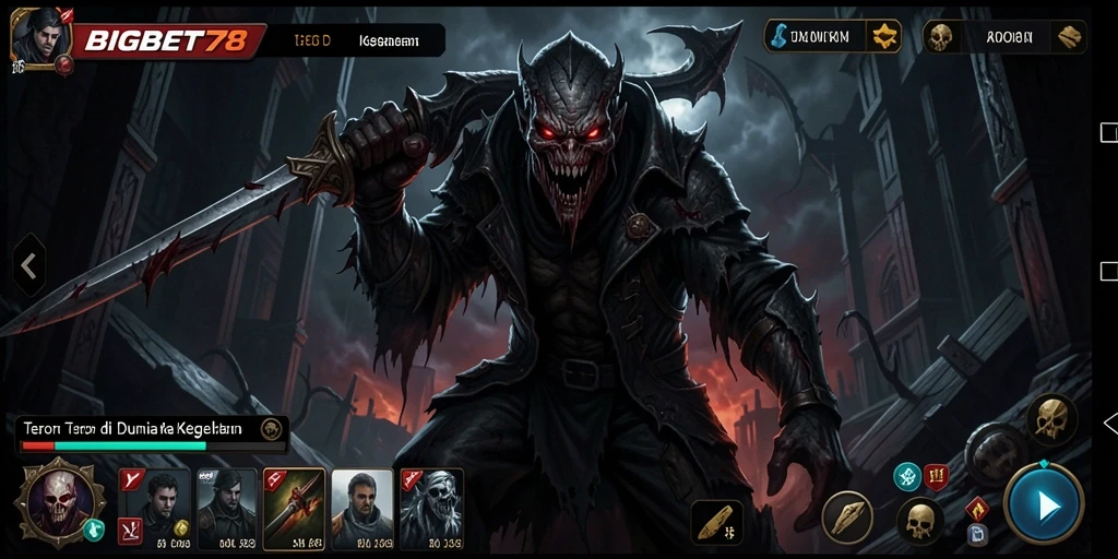 Tampilan gameplay menegangkan di dunia penuh hantu dan kegelapan.
