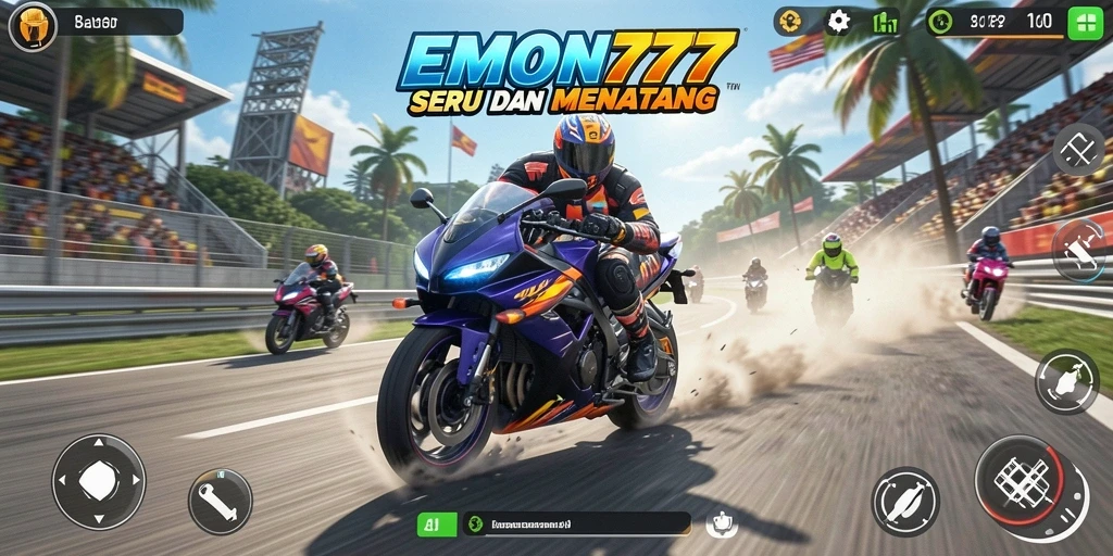 Gameplay seru di EMON777 dengan balapan motor yang mendebarkan.