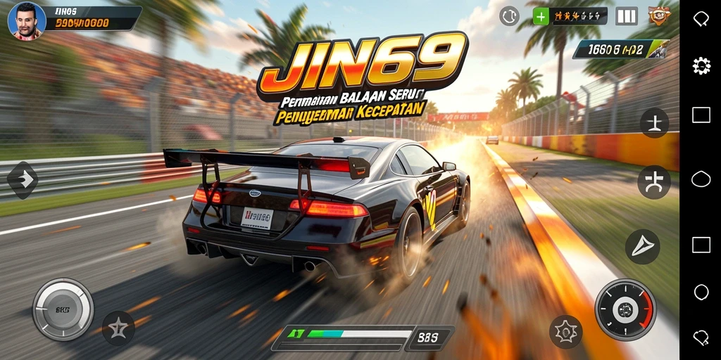 Screenshot utama JIN69 menampilkan aksi balapan yang seru dan mendebarkan.