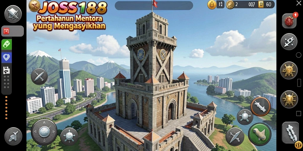 Screenshot menampilkan aksi pertahanan menara yang mendebarkan dalam JOSS188.