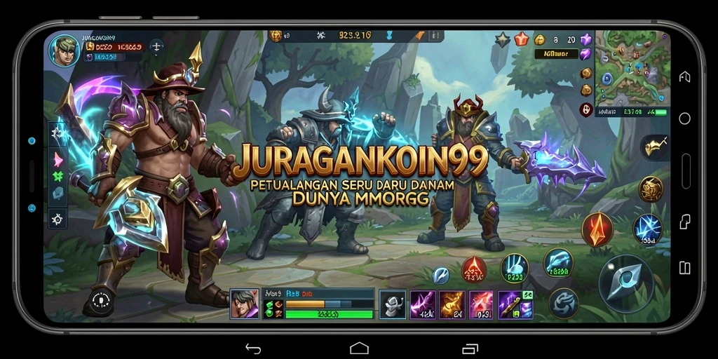 Tampilan gameplay seru di dunia JURAGANKOIN99, menampilkan pertarungan yang epik.