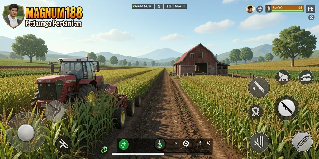Tampilan gameplay MAGNUM188 menunjukkan keindahan lahan pertanian.