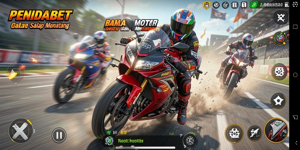 Screenshot gameplay PENIDABET yang menampilkan aksi balap motor seru.