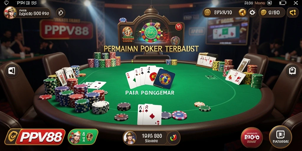 Tampilan menarik dari gameplay poker yang mendebarkan.