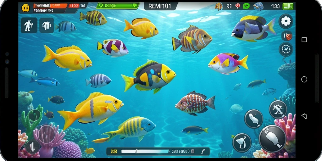 Tampilan gameplay yang seru di REMI101 dengan aksi tembak ikan.