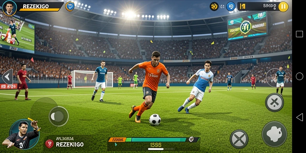 Tangkapan layar REZEKIGO yang menunjukkan aksi intens di lapangan olahraga.